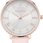 LONBUYS Women's Quartz Watch with Leather Strap,Waterproof Rose Gold Black Leather Band Wrist Watch Ladies Wristwatch for Dress Casual Business
